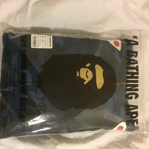 Bape med blue Color camo double shark hoodie